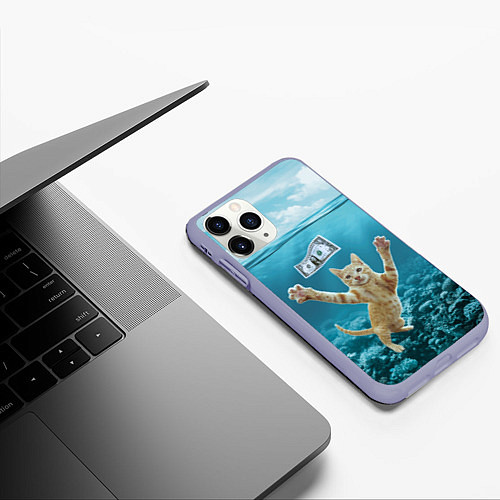 Чехол iPhone 11 Pro матовый Nirvana Cat / 3D-Светло-сиреневый – фото 3