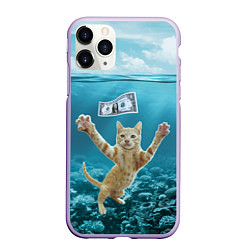 Чехол iPhone 11 Pro матовый Nirvana Cat, цвет: 3D-светло-сиреневый