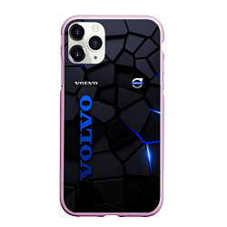 Чехол iPhone 11 Pro матовый Volvo - плиты с эффектом свечения, цвет: 3D-розовый