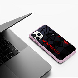 Чехол iPhone 11 Pro матовый Citroen - плиты с эффектом свечения, цвет: 3D-розовый — фото 2