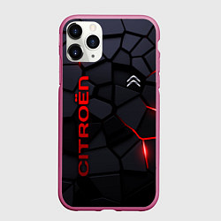 Чехол iPhone 11 Pro матовый Citroen - плиты с эффектом свечения, цвет: 3D-малиновый