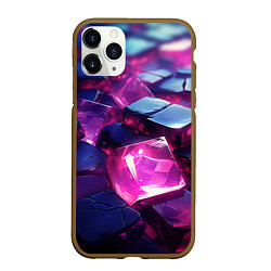 Чехол iPhone 11 Pro матовый Фиолетовые прозрачные кубики, цвет: 3D-коричневый