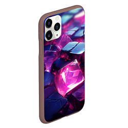 Чехол iPhone 11 Pro матовый Фиолетовые прозрачные кубики, цвет: 3D-коричневый — фото 2
