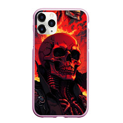 Чехол iPhone 11 Pro матовый Череп в огне, цвет: 3D-розовый