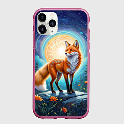 Чехол iPhone 11 Pro матовый Мистическая лиса тотем лисы, цвет: 3D-малиновый