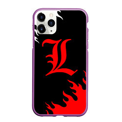 Чехол iPhone 11 Pro матовый Death note огонь аниме, цвет: 3D-фиолетовый