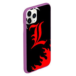 Чехол iPhone 11 Pro матовый Death note огонь аниме, цвет: 3D-фиолетовый — фото 2