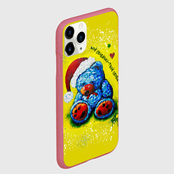 Чехол iPhone 11 Pro матовый Мишка: моё сердечко - твоё сердечко, цвет: 3D-малиновый — фото 2