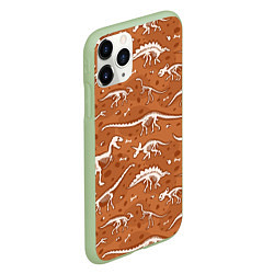 Чехол iPhone 11 Pro матовый Скелеты динозавров, цвет: 3D-салатовый — фото 2