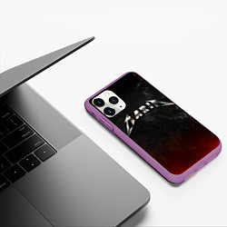 Чехол iPhone 11 Pro матовый Мария в стиле Металлика - искры и огонь, цвет: 3D-фиолетовый — фото 2