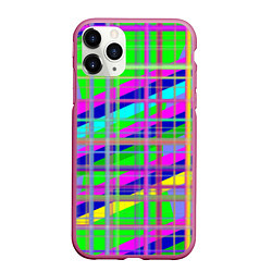 Чехол iPhone 11 Pro матовый Неоновые перпендикулярные полосы, цвет: 3D-малиновый