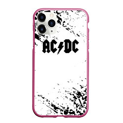 Чехол iPhone 11 Pro матовый ACDC rock collection краски черепа, цвет: 3D-малиновый