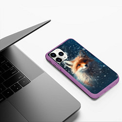 Чехол iPhone 11 Pro матовый Fox in the snow, цвет: 3D-фиолетовый — фото 2