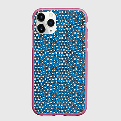 Чехол iPhone 11 Pro матовый Белые пузырьки на синем фоне, цвет: 3D-малиновый