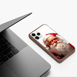 Чехол iPhone 11 Pro матовый Добрый Санта - мазки краски, цвет: 3D-коричневый — фото 2