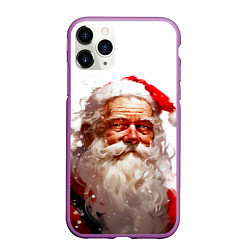 Чехол iPhone 11 Pro матовый Добрый Санта - мазки краски, цвет: 3D-фиолетовый