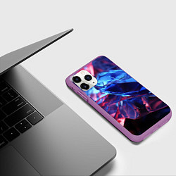 Чехол iPhone 11 Pro матовый Синие алмазы, цвет: 3D-фиолетовый — фото 2