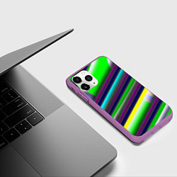 Чехол iPhone 11 Pro матовый Размытые абстрактные полосы, цвет: 3D-фиолетовый — фото 2