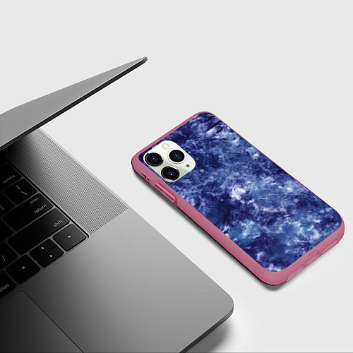 Чехол iPhone 11 Pro матовый Абстракция - sea blue / 3D-Малиновый – фото 3