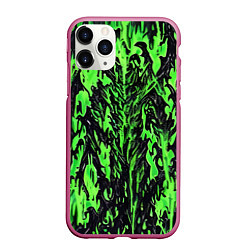 Чехол iPhone 11 Pro матовый Демонический доспех зелёный, цвет: 3D-малиновый