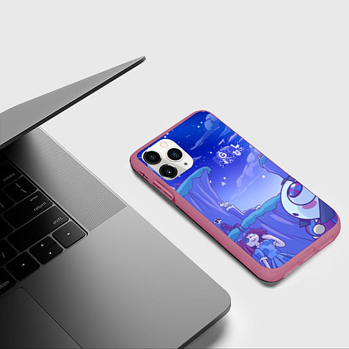 Чехол iPhone 11 Pro матовый The Amazing Digital Circus night / 3D-Малиновый – фото 3