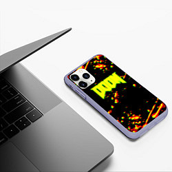 Чехол iPhone 11 Pro матовый Doom огненный марс блики, цвет: 3D-светло-сиреневый — фото 2