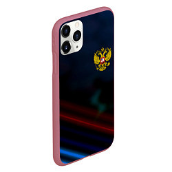 Чехол iPhone 11 Pro матовый Спортивная россия герб, цвет: 3D-малиновый — фото 2