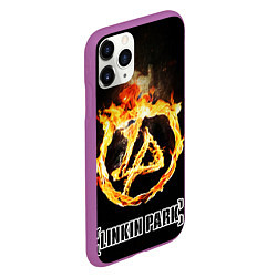 Чехол iPhone 11 Pro матовый Linkin Park - fire logo, цвет: 3D-фиолетовый — фото 2