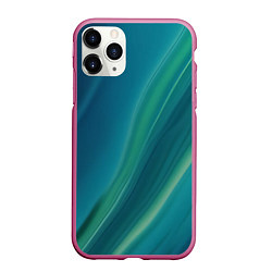 Чехол iPhone 11 Pro матовый Сине-зелёная жидкая текстура - нейросеть, цвет: 3D-малиновый