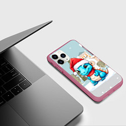 Чехол iPhone 11 Pro матовый Северный дракон, цвет: 3D-малиновый — фото 2