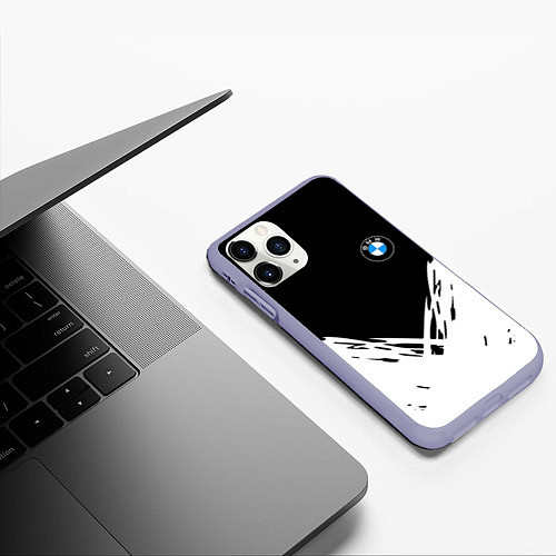 Чехол iPhone 11 Pro матовый BMW стильная геометрия спорт / 3D-Светло-сиреневый – фото 3