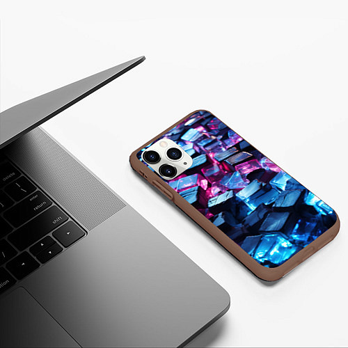 Чехол iPhone 11 Pro матовый Стеклянные прозрачные камушки / 3D-Коричневый – фото 3