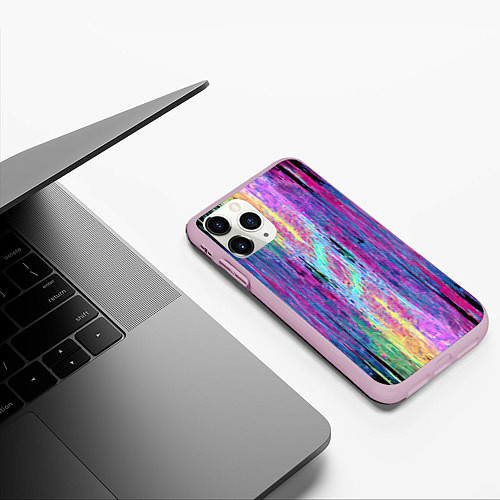 Чехол iPhone 11 Pro матовый Размазанная краска / 3D-Розовый – фото 3