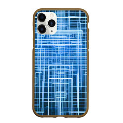 Чехол iPhone 11 Pro матовый Синие неоновые полосы киберпанк, цвет: 3D-коричневый