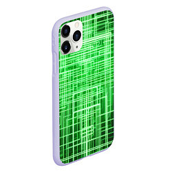 Чехол iPhone 11 Pro матовый Зелёные неоновые полосы киберпанк, цвет: 3D-светло-сиреневый — фото 2