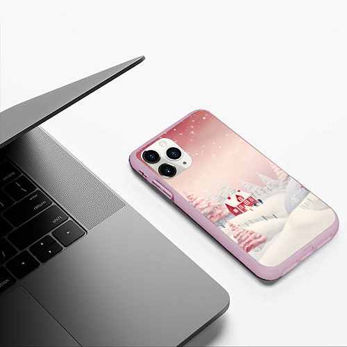 Чехол iPhone 11 Pro матовый Снежное сияние ночи / 3D-Розовый – фото 3