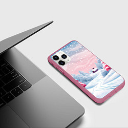 Чехол iPhone 11 Pro матовый Пушистый снегопад, цвет: 3D-малиновый — фото 2