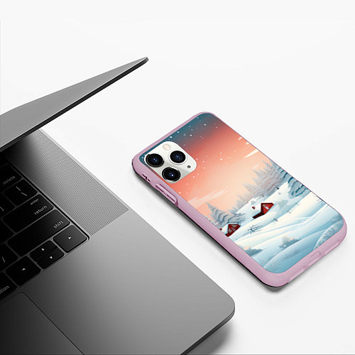 Чехол iPhone 11 Pro матовый Погружение в зимнюю атмосферу / 3D-Розовый – фото 3