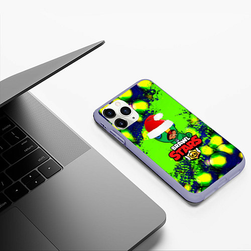 Чехол iPhone 11 Pro матовый Brawl stars leon green color / 3D-Светло-сиреневый – фото 3