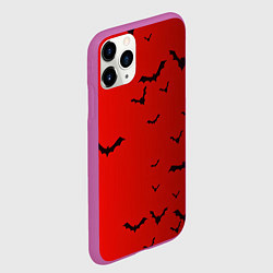 Чехол iPhone 11 Pro матовый Летучие мыши на красном фоне, цвет: 3D-фиолетовый — фото 2
