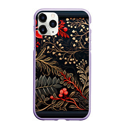 Чехол iPhone 11 Pro матовый Заснеженные тропы новогодний орнамент, цвет: 3D-светло-сиреневый