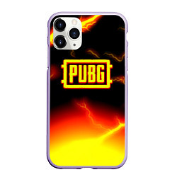 Чехол iPhone 11 Pro матовый PUBG огненный шторм из молний, цвет: 3D-светло-сиреневый