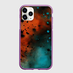 Чехол iPhone 11 Pro матовый Акварельные брызги в оранжевом, цвет: 3D-фиолетовый