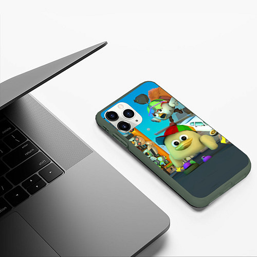 Чехол iPhone 11 Pro матовый Маленький Мальчик Чикен Ган / 3D-Темно-зеленый – фото 3