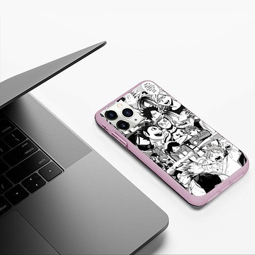 Чехол iPhone 11 Pro матовый Коллаж по аниме Волейбол / 3D-Розовый – фото 3