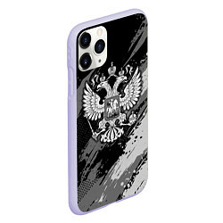 Чехол iPhone 11 Pro матовый Россия - серый монохромный, цвет: 3D-светло-сиреневый — фото 2