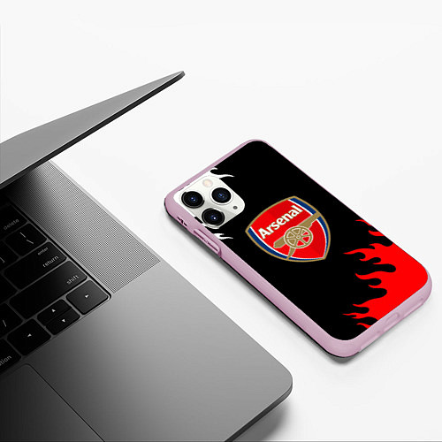 Чехол iPhone 11 Pro матовый Arsenal fc flame / 3D-Розовый – фото 3