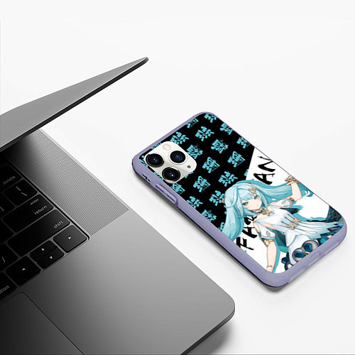 Чехол iPhone 11 Pro матовый Фарузан - Геншин Импакт / 3D-Светло-сиреневый – фото 3