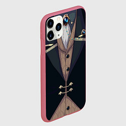 Чехол iPhone 11 Pro матовый Фрак тёмно-зелёный с хлястиком, цвет: 3D-малиновый — фото 2