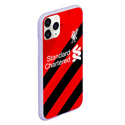 Чехол iPhone 11 Pro матовый Ливерпуль - красные полосы, цвет: 3D-светло-сиреневый — фото 2